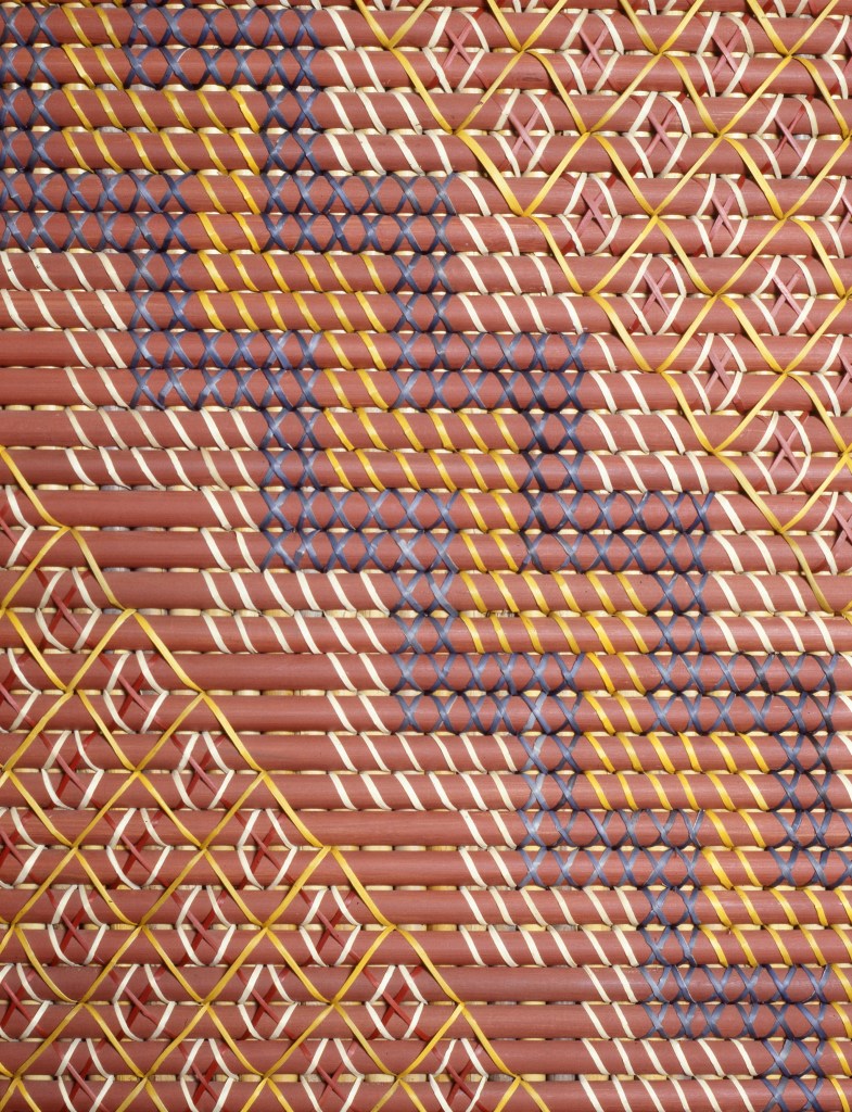 Detail of tukutuku panel in Tane-nui-a-Rangi, Waipapa Marae